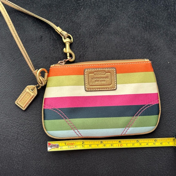 Authentic Coach Legacy Stripe Wristlet - Picture 9 of 15